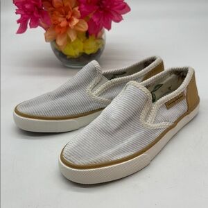 Tommy Bahama White and Tan Slip-On Shoes Size 6.5 BFL8449C